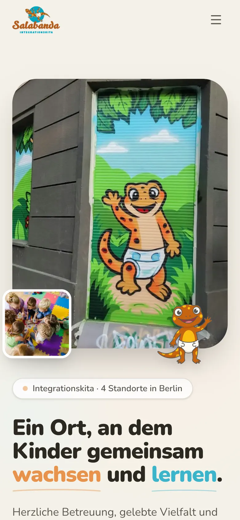 Startseite der Kita Salabanda auf dem Smartphone