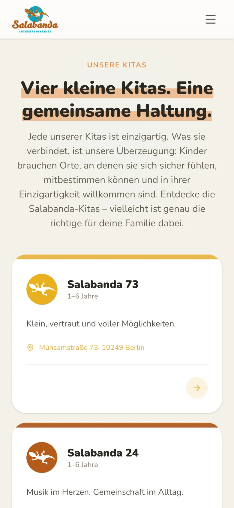 Kita-Übersicht auf dem Smartphone