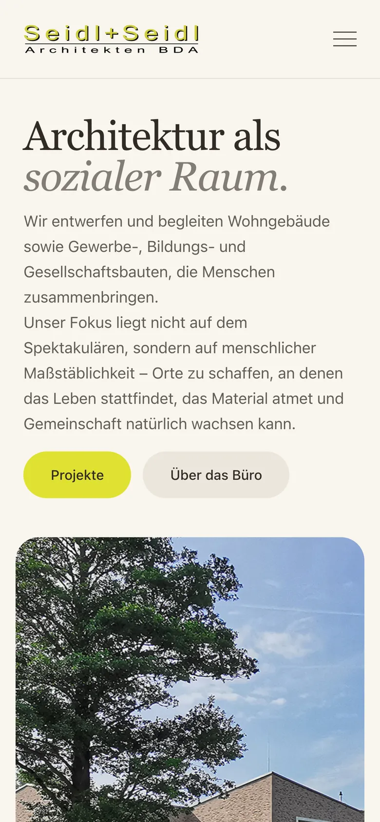 Startseite auf dem Smartphone